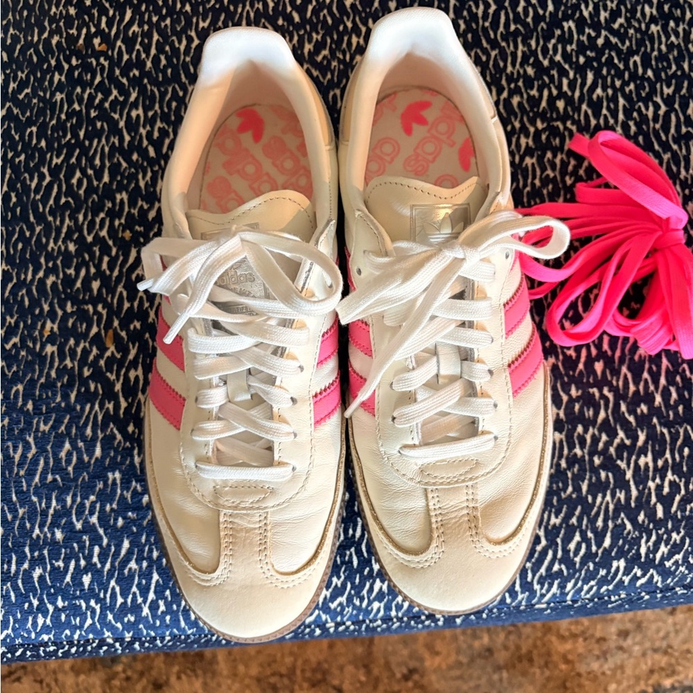 Adidas Women's Cream and Pink Samba Sneakers